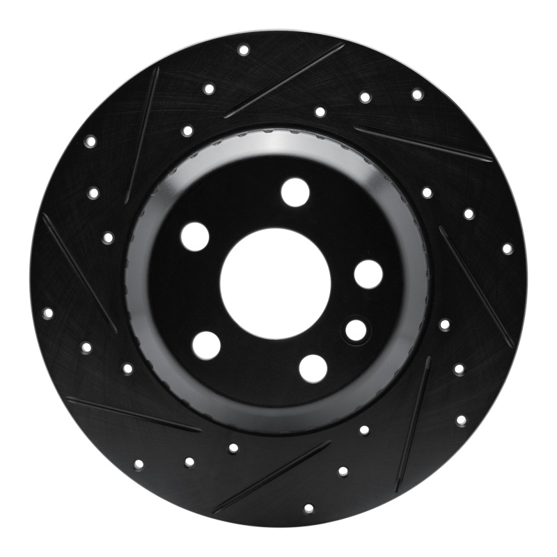 Jaguar E-Pace Brake Rotor (1) - Rear Left - R1 Concepts - Drilled & Slotted - Black - `20-`22